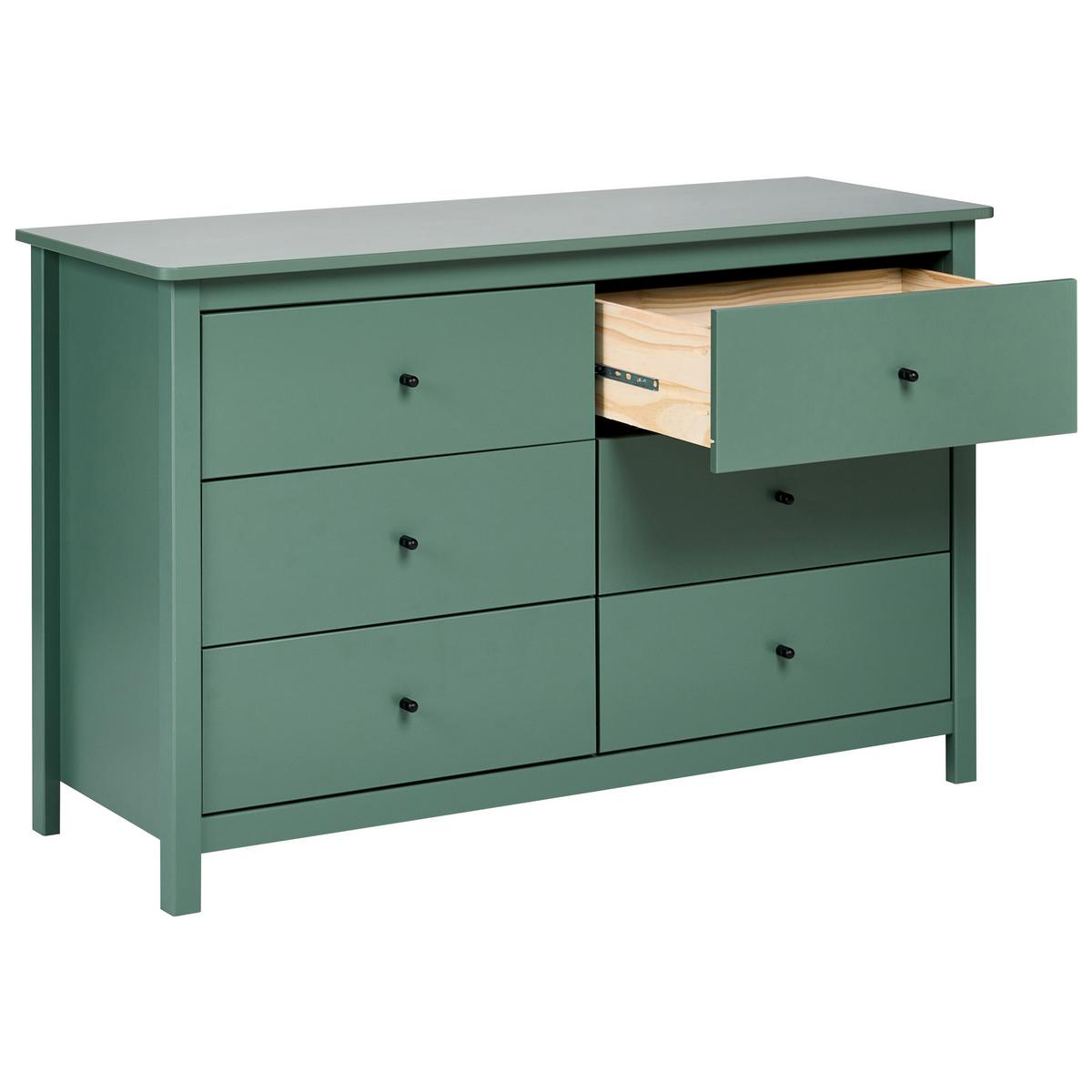 KOMMODE mit 6 Schubladen Kiefernholz Grün Barcaldine - Grün, Holz (130/82/45cm) - Beliani