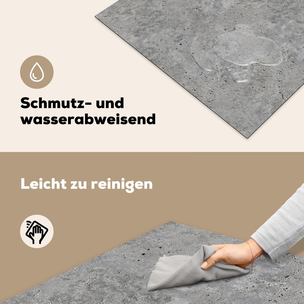 HERDABDECKPLATTE Beton - Schiefer - Grau - Struktur aus Beton Induktionsmatte 77x59 cm - Hellgrau, Kunststoff (77/59/0.2cm) - MuchoWow