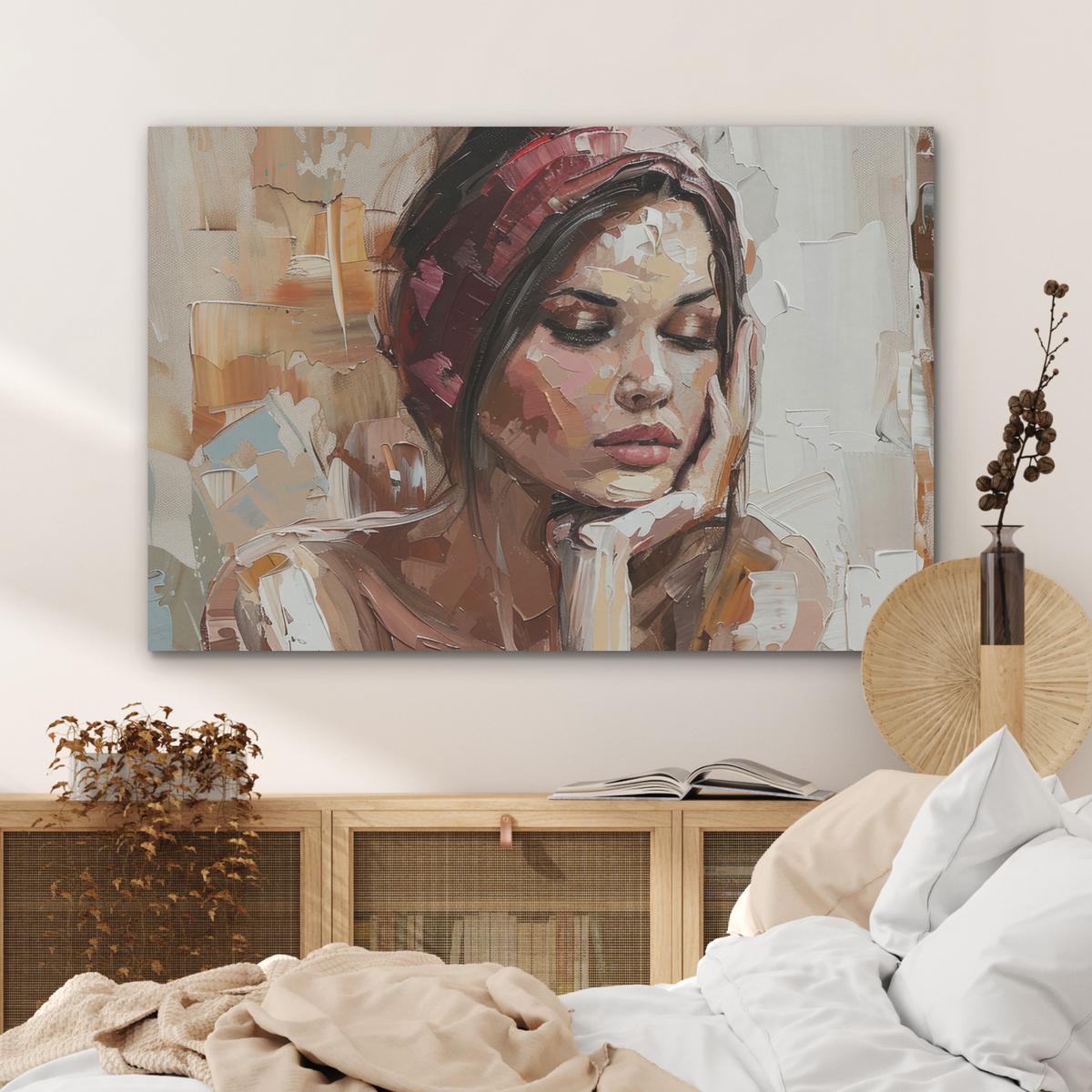 AKUSTIKBILD Frau - Lackierung - Porträt - Modern Akustikpaneele 90x60 cm - Altrosa, Kunststoff (90/60/0.9cm) - MuchoWow
