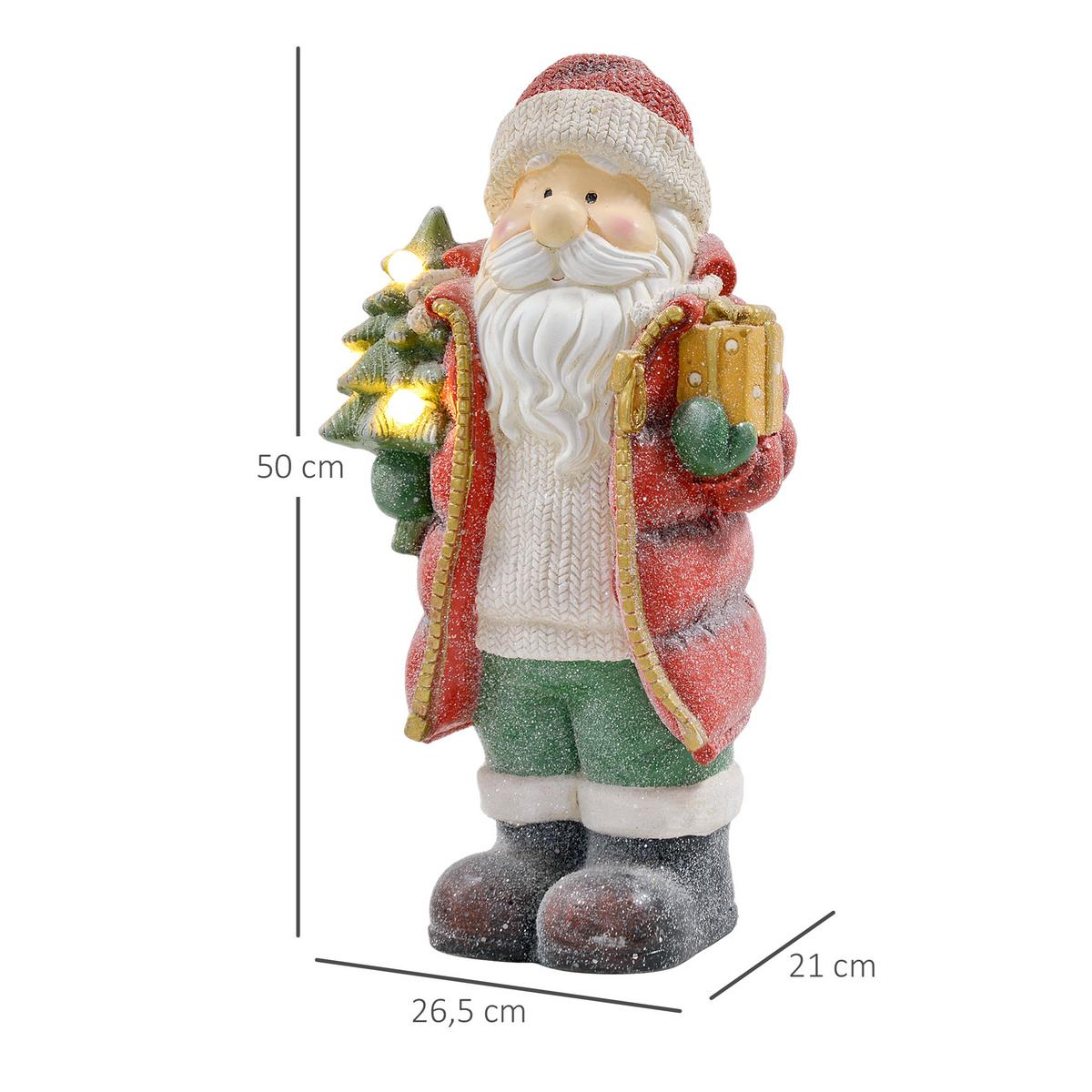 WEIHNACHTSDEKO Figur 50 cm Weihnachtsmann mit Weihnachtsbaum und Geschenk - Multicolor, Metall (21/50/26.5cm) - HOMCOM