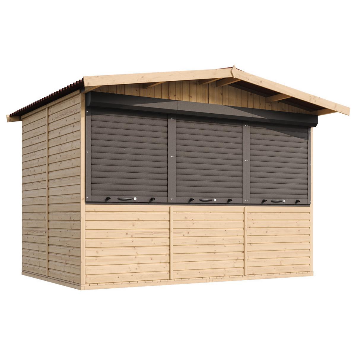 MARKTBUDE Holz M150AZ Holz Gartenhaus, Marktbude Holz - 263 x 336 cm / 6 m² - Beige, Holz (336/232/263cm) - Timbela
