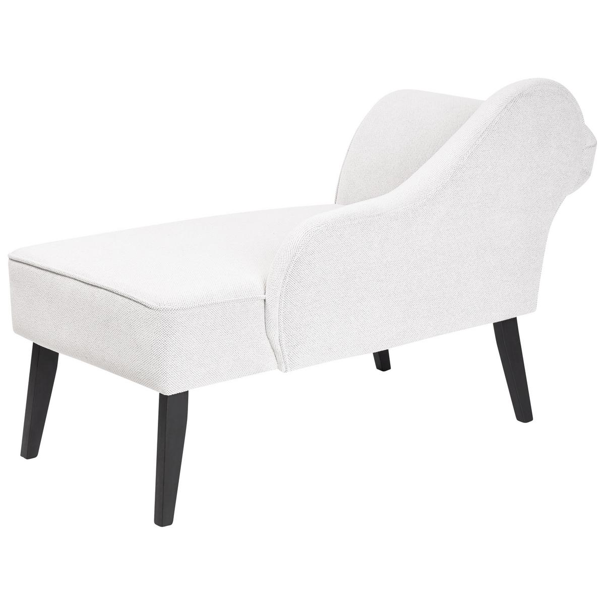 CHAISELONGUE weiß linksseitig Biarritz - Schwarz/Weiß, Textil (118/77/60cm) - Beliani