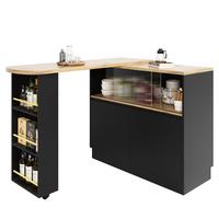 STEHTISCH mit Stauraum und Schiebetüren – Multifunktionaler Bartisch 120 cm - Schwarz, Holzwerkstoff/Metall (45/90/100cm) - Urban Meuble