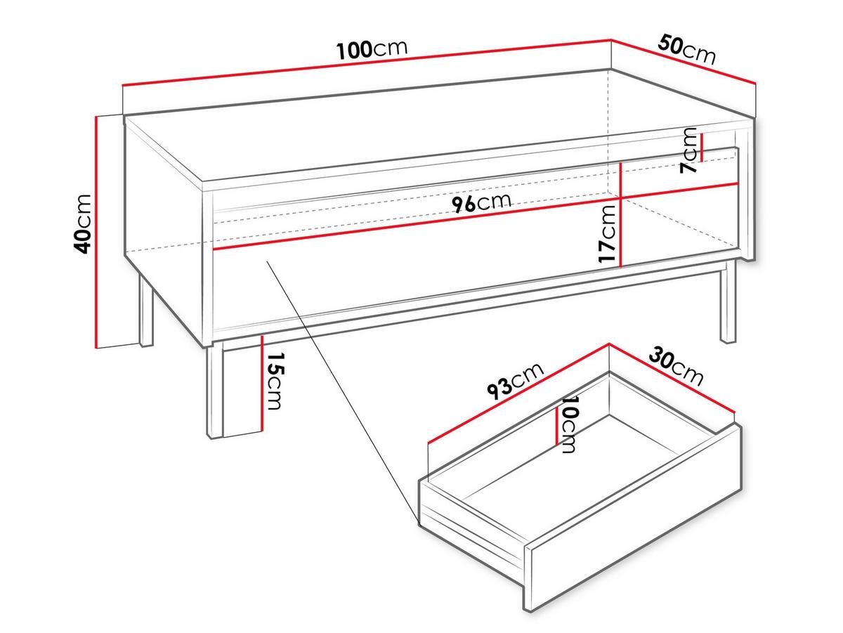 COUCHTISCH Ozmi 1SZ - Schwarz, Holzwerkstoff/Metall (50/100/40cm) - MIRJAN24