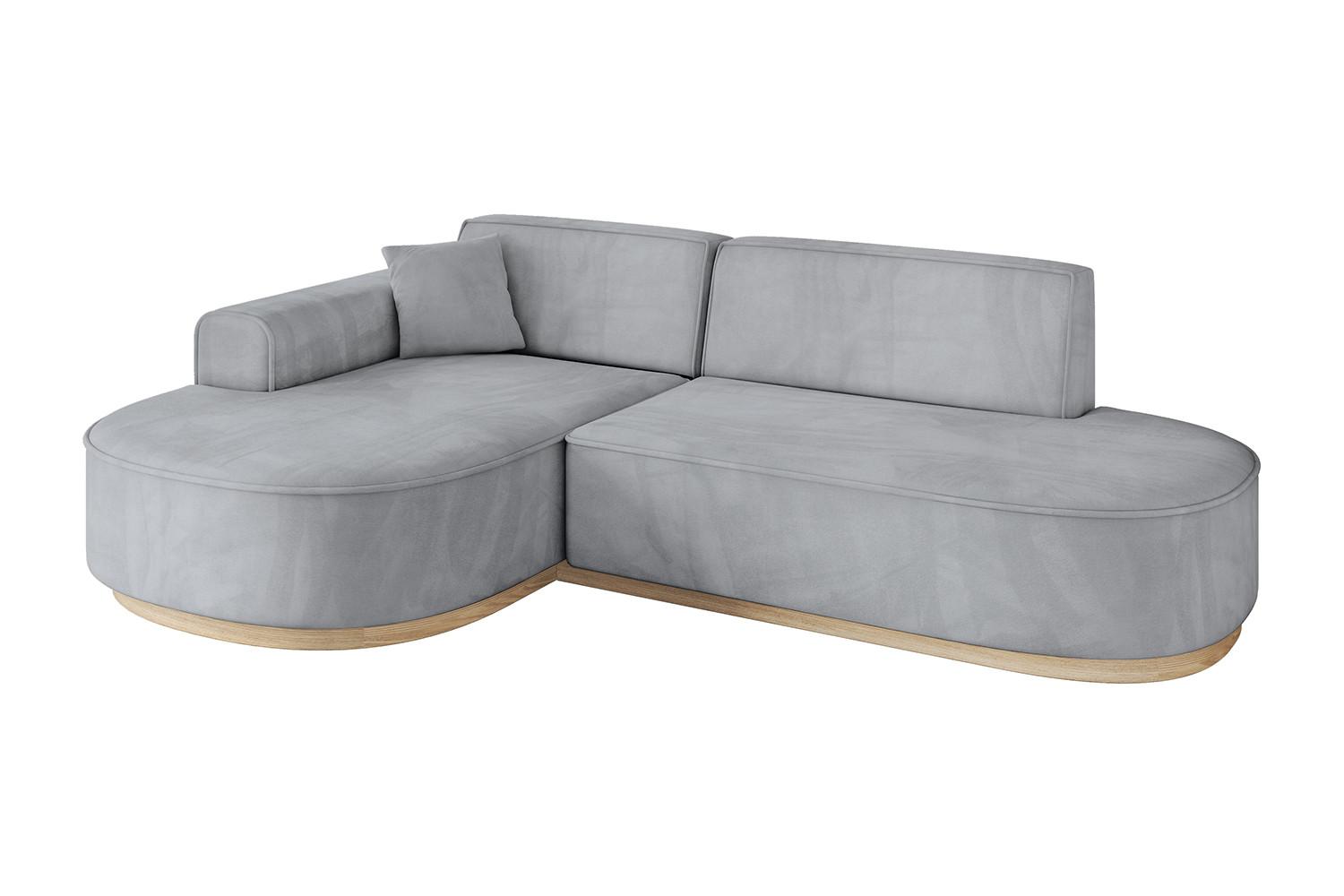 ECKSOFA Ottomane Links MARI-L1-v1 - 243x171x83 cm Grau Velours - Grau, Holzwerkstoff/Textil (243/171cm) - ALTDECOR