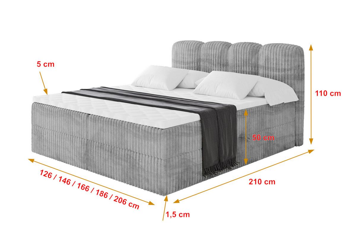 BOXBETT mit Matratze H4 und Lattenrost - NINA - 180x200 cm Tila - Hellgrau - Hellgrau, Holzwerkstoff (180/200cm) - ALTDECOR