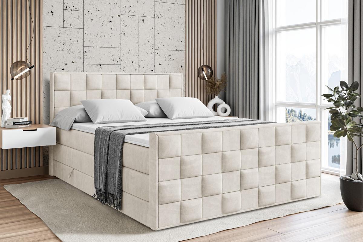 BOXSPRINGBETT ZAFIRA KING - 140 x 200 - H3/H4 - Ecru - Ecru, Holzwerkstoff (140/200cm) - ALTDECOR