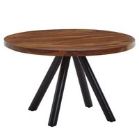 COUCHTISCH rund aus Massivholz und Metall, Handgefertigt - Schwarz/Braun, Holz/Metall (60/60/35cm) - KADIMA DESIGN