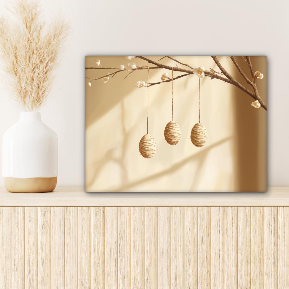 LEINWANDBILD Beige - Osterkuchen - Eier Wandbild 40x30 cm - Beige, Textil (40/30cm) - MuchoWow