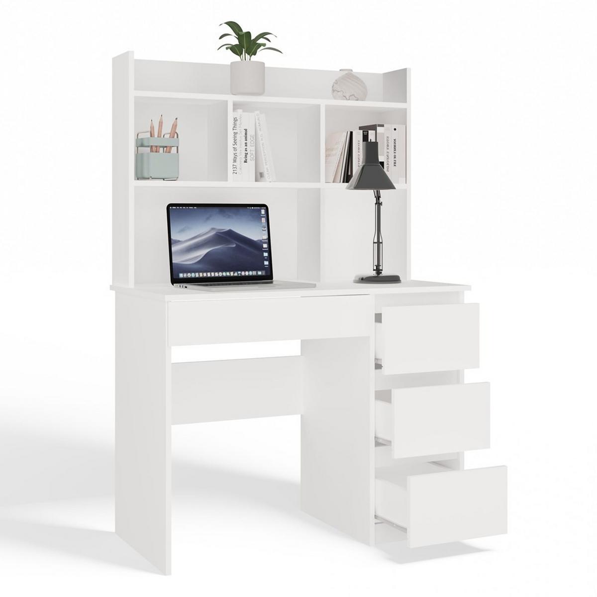 SCHREIBTISCH Weiß 98/146/52 - Weiß, Holzwerkstoff (90/50/146cm) - RAUMHIRSCH FURNITURE