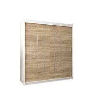 SCHWEBETÜRENSCHRANK 200/180/62 2-türig - Silberfarben/Weiß, Holz/Kunststoff (180/200/62cm) - Abiks Möbel