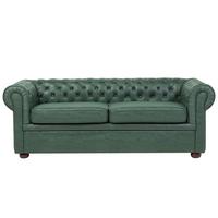 3-SITZER-SOFA Kunstleder Grün Chesterfield - Grün, Textil (195/70/76cm) - Beliani