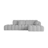 ECKSOFA mit Schlaffunktion Ottomane RECHTS OLEA-L2 321x164x75 Hellgrau Bouclé - Hellgrau/Schwarz, Holzwerkstoff/Kunststoff (164/321cm) - ALTDECOR