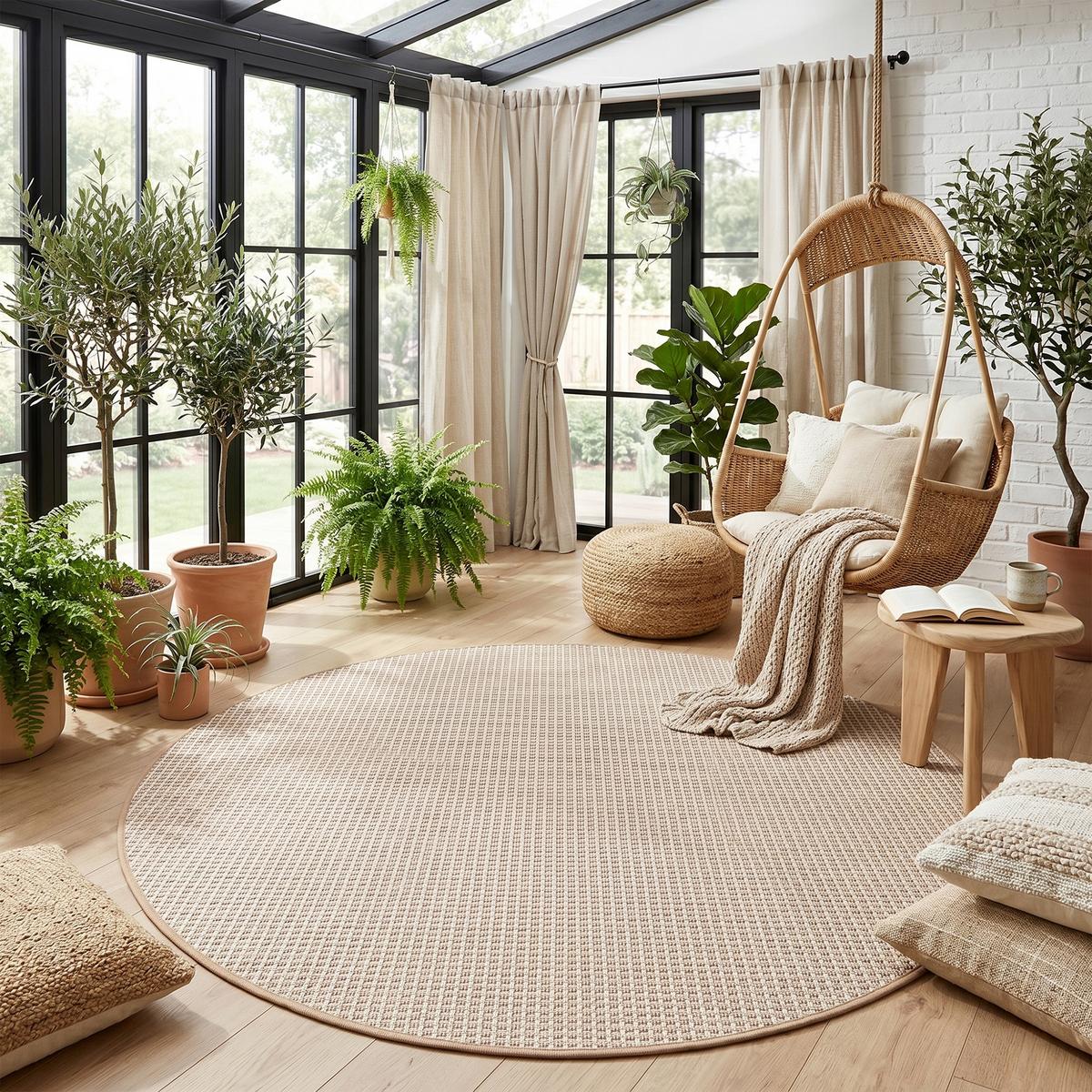 IN & OUTDOOR TEPPICH OSLO TREND RUND - Beige, Textil (160/160cm) - Snapstyle