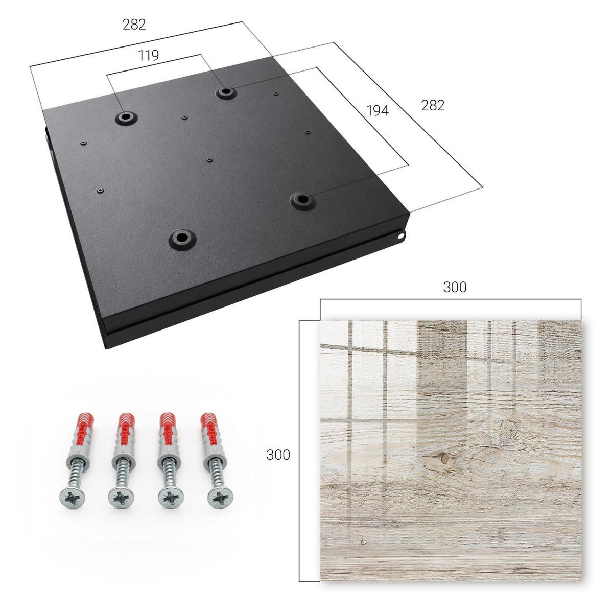 SCHLÜSSELBOX Schwarz 30x30 cm- Türöffnung nach rechts - Holzstruktur - Beige, Metall (30/30/5cm) - TULUP
