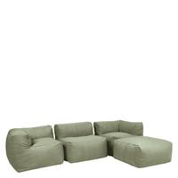SITZSACK-SOFA Outdoor 4-tlg.: 2 Ecksessel, Sessel, Fußstütze - Grün, Textil (395/68/100cm) - icon