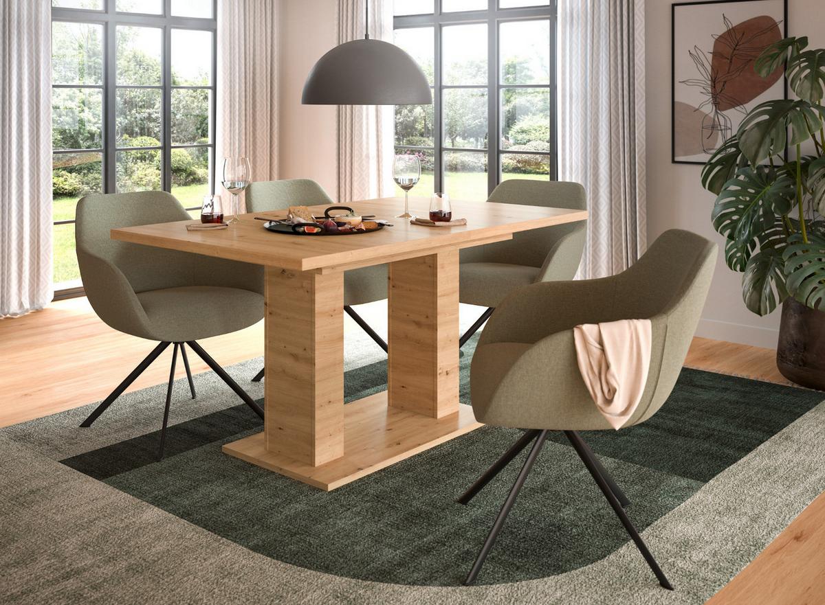 ESSTISCH Eiche Artisan, Küchentisch ausziehbar 150 - 190 cm - Eiche Artisan, Holzwerkstoff/Metall (150/90/76cm) - Inn.Furn