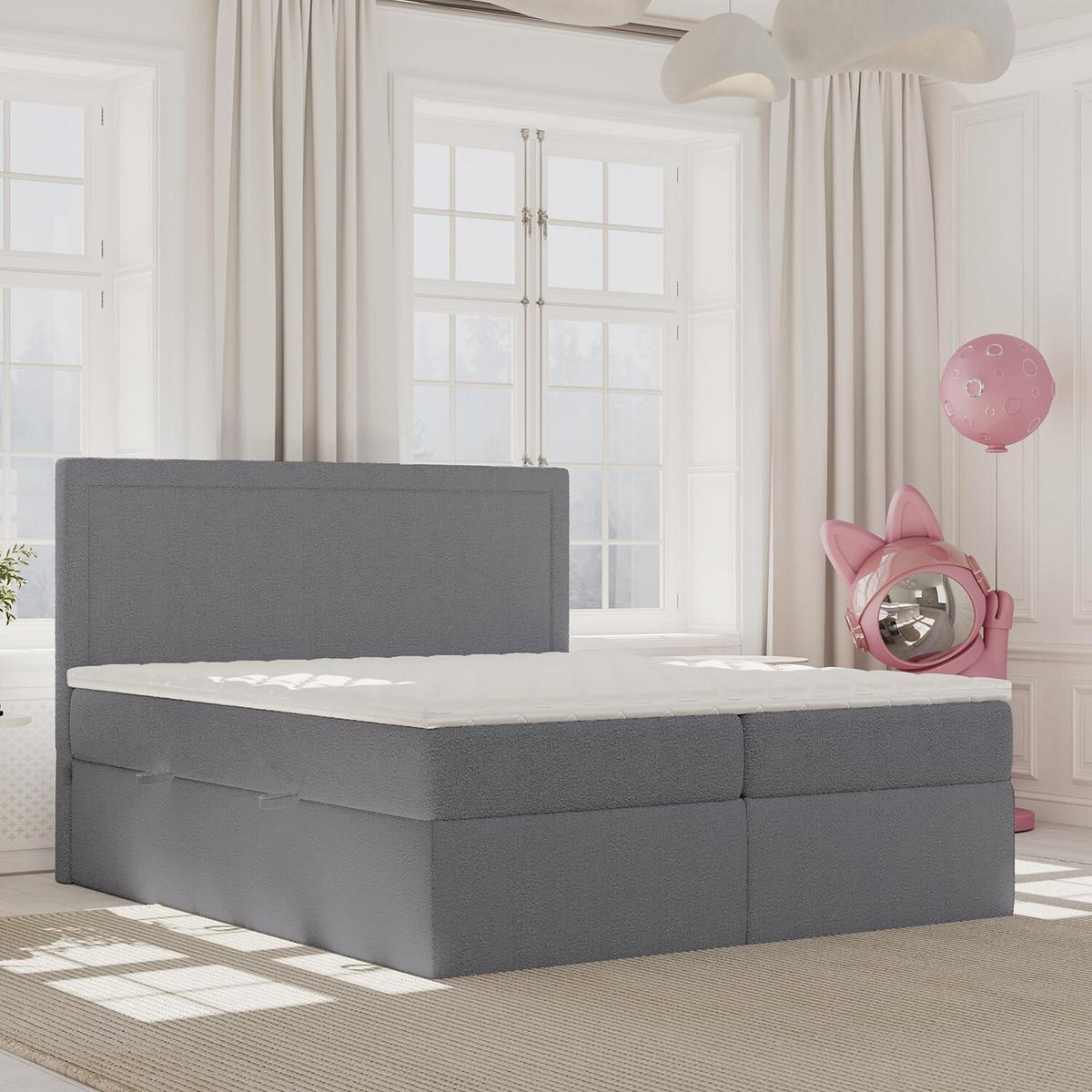 BOXBETT Jodan 180/200 cm Anthrazit im Baloo Stoff - Anthrazit/Schwarz, Holz/Holzwerkstoff (180/200cm) - AltaBeds