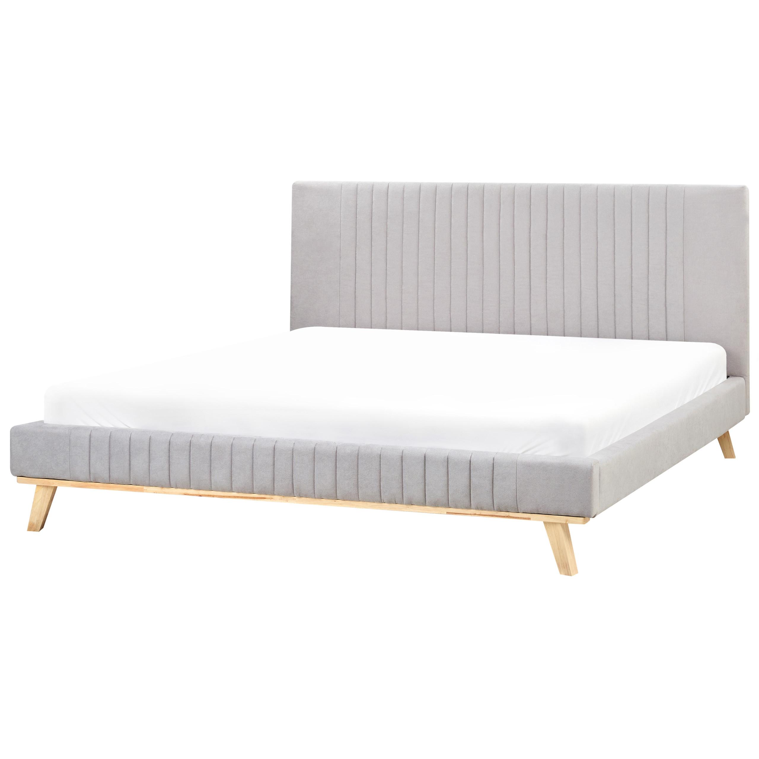 BETT mit Lattenrost 180/200 cm Hellgrau Talence - Hellgrau/Braun, Textil (180/200cm) - Beliani