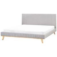 BETT mit Lattenrost 180/200 cm Hellgrau Talence - Hellgrau/Braun, Textil (180/200cm) - Beliani