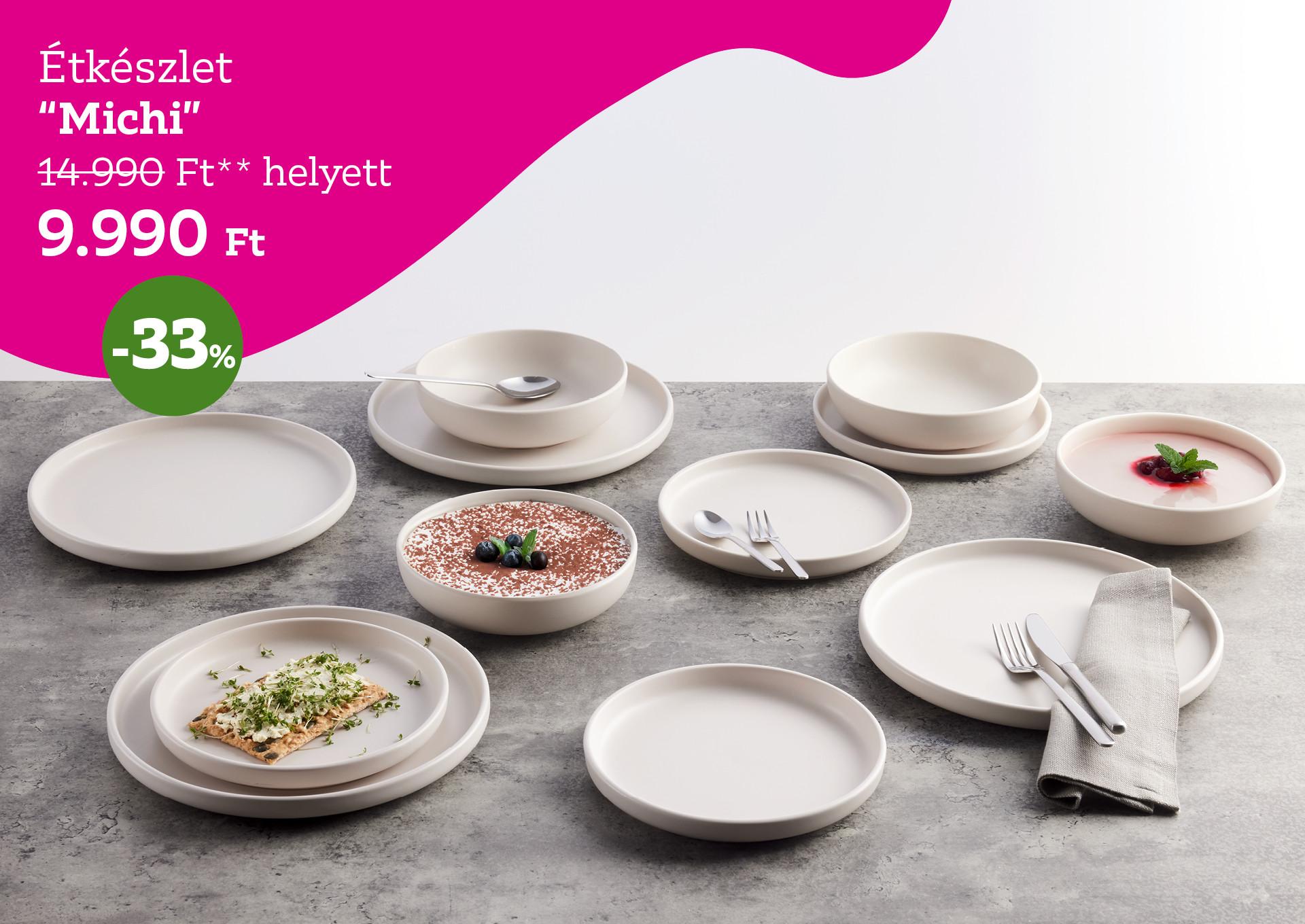 Étkészlet  MICHI 14990 Forint helyett 9990 Forint, kedvezmény mértéke 33%
