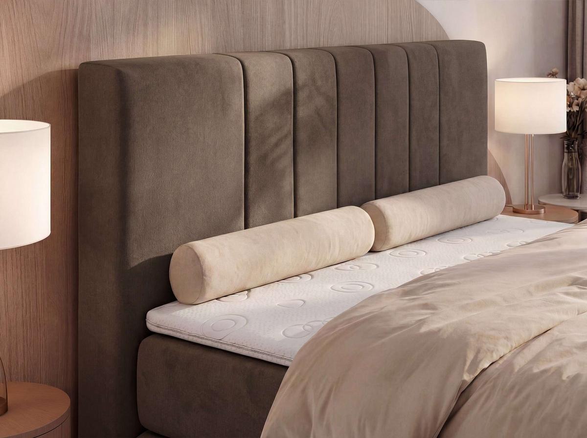 BOXSPRINGBETT INERO KING 140/200 - Braun Velvet - Topper T25 - H4 - Schwarz/Braun, Kunststoff/Textil (140/200cm) - MKS
