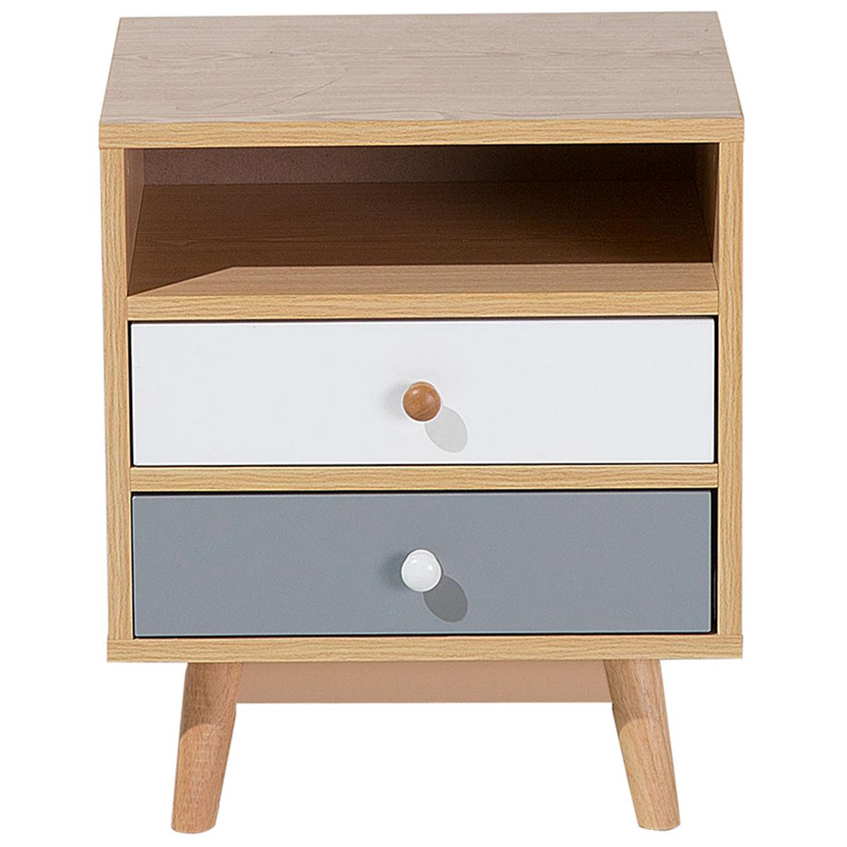NACHTTISCH heller Holzfarbton 2 Schubladen Fargo - Hellbraun/Weiß, Holzwerkstoff (40/48/30cm) - Beliani