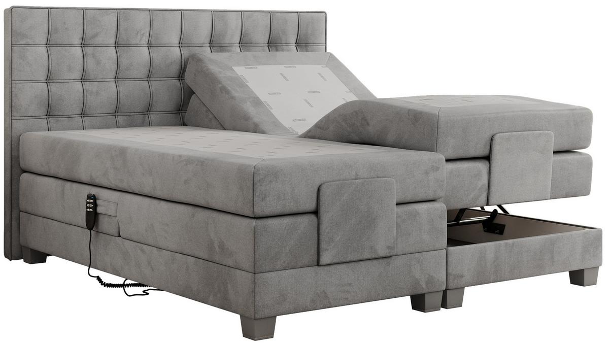 BOXBETT ELEKTRO 140/200 Hellgrau Velvet - H4 - Hellgrau, Holz/Textil (140/200cm) - MKS