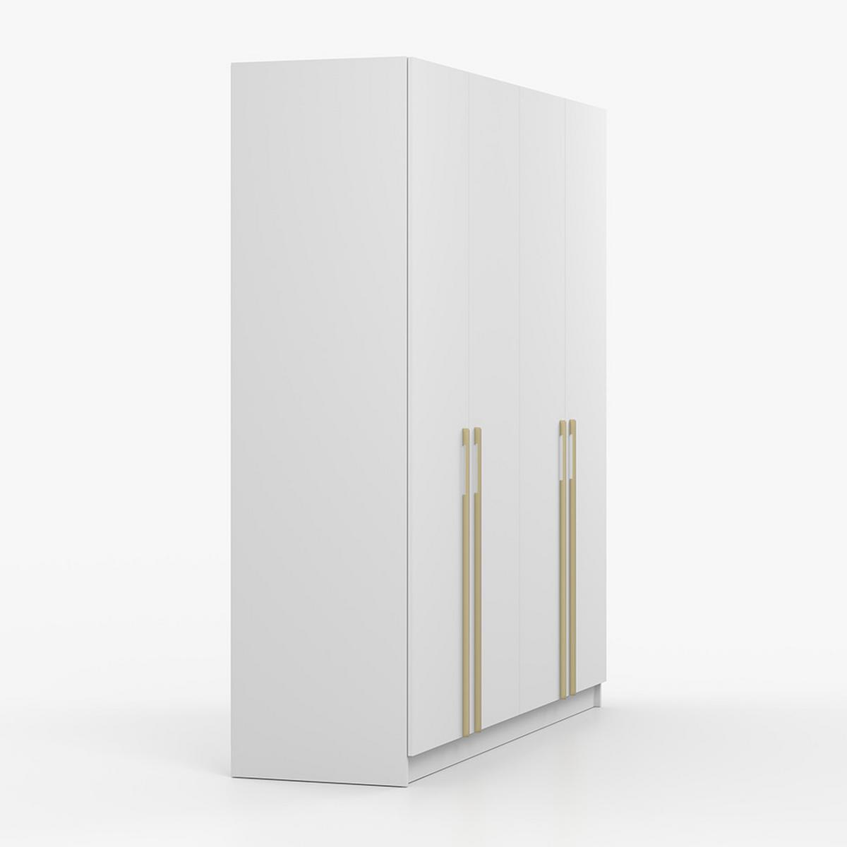DREHTÜRENSCHRANK ROSA 4D 200/210/55 cm 4-türig Weiß - Goldfarben/Weiß, Holz/Holzwerkstoff (200/210/55cm) - imoebel24