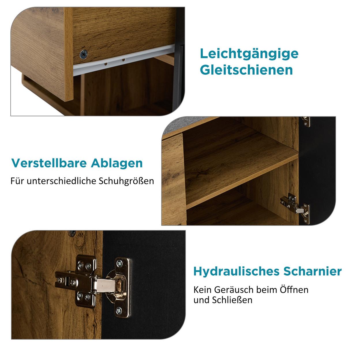 GARDEROBENSET Holzoptik Eiche mit Spiegel & Schuhbank - Eiche San Remo, Holzwerkstoff (104/190/39cm) - Urban Meuble