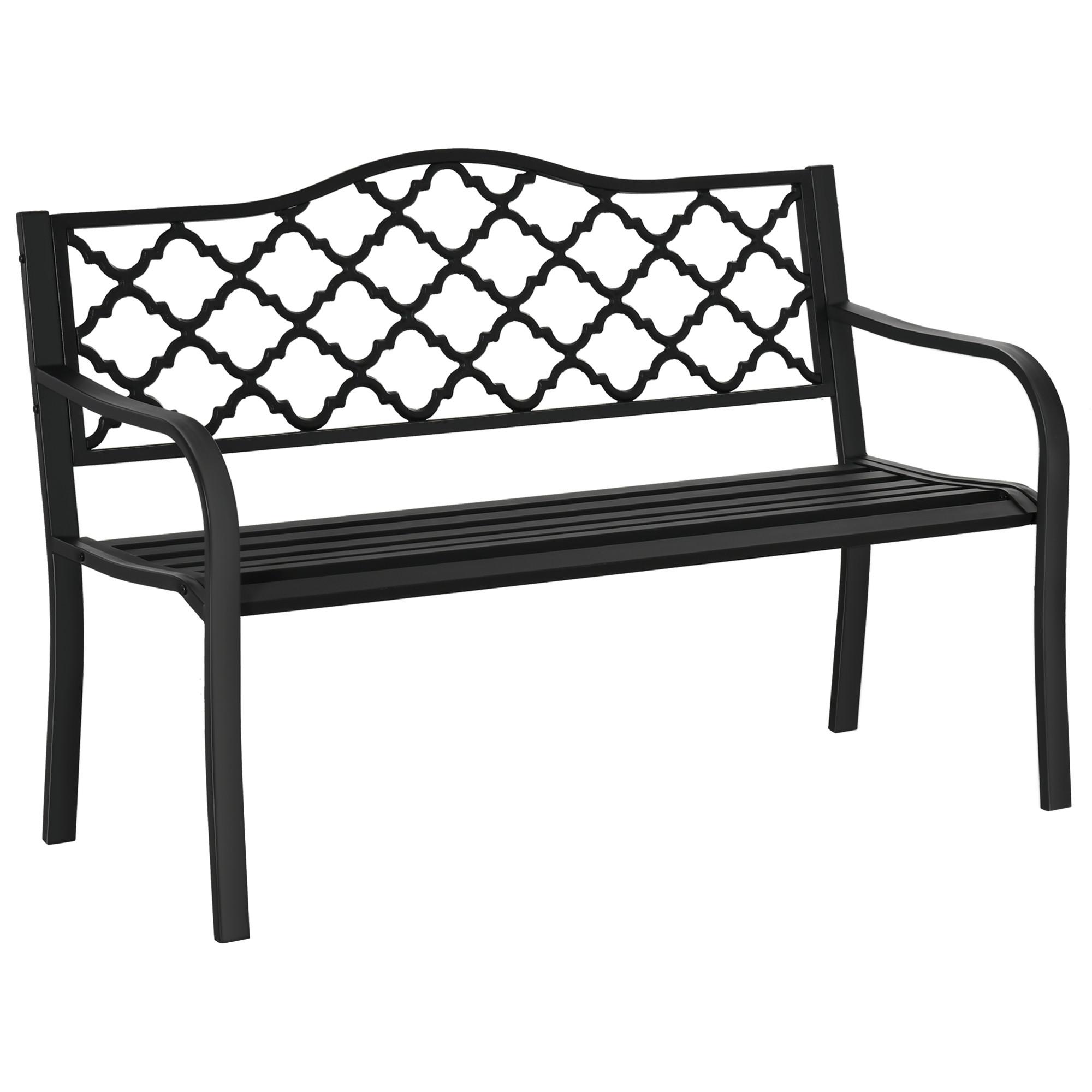 GARTENBANK, 2-Sitzer, bis 240 kg, 128 x 58,5 x 89 cm, Gusseisen, Schwarz - Schwarz, Metall (58.5/89/128cm) - Outsunny