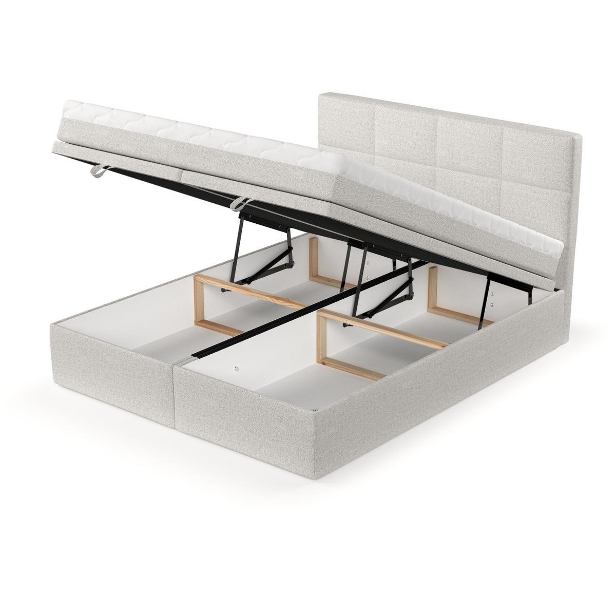 BOXBETT Tessa 160/200 cm Hellbeige im Riva Stoff - Sandfarben/Schwarz, Holz/Holzwerkstoff (160/200cm) - AltaBeds