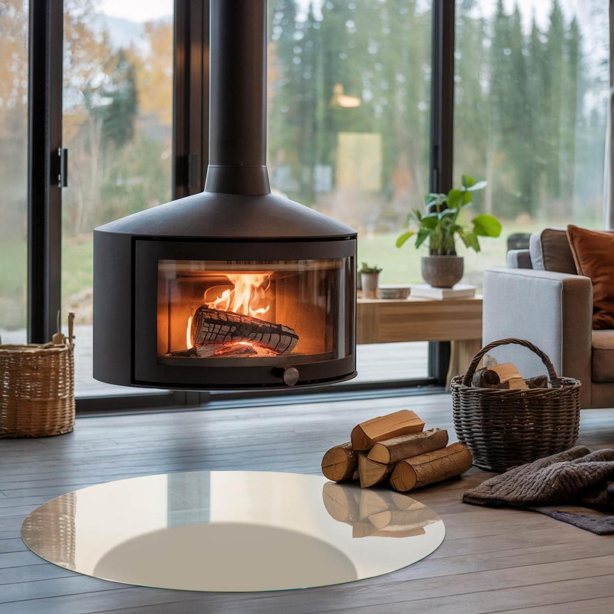 GLASPLATTE für Kamin Ø 100 cm - Gelb, Glas (100/100/0.4cm) - TULUP