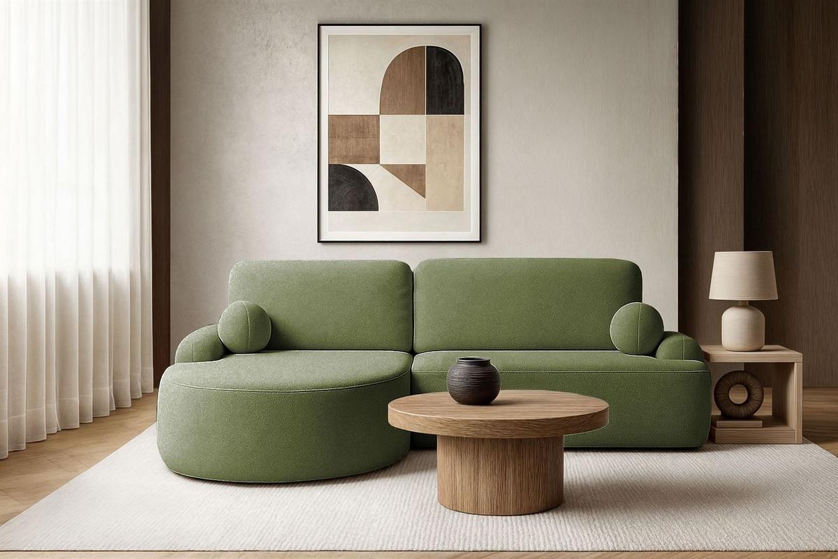 ECKSOFA CLEO mit Schlaffunktion Version Linke QUELLE 38 - Grün, Kunststoff (264/172cm) - Lookway