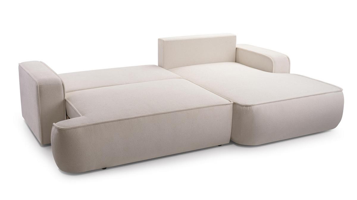 ECKSOFA L Form Ablia Creme 267/168/87 cm mit Schlaffunktion R - Creme/Schwarz, Kunststoff/Textil (267/168cm) - AX Living
