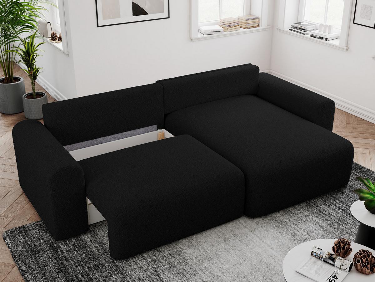 ECKSOFA NELSON Schwarz Boucle - Schwarz, Kunststoff/Textil (274/152cm) - MKS