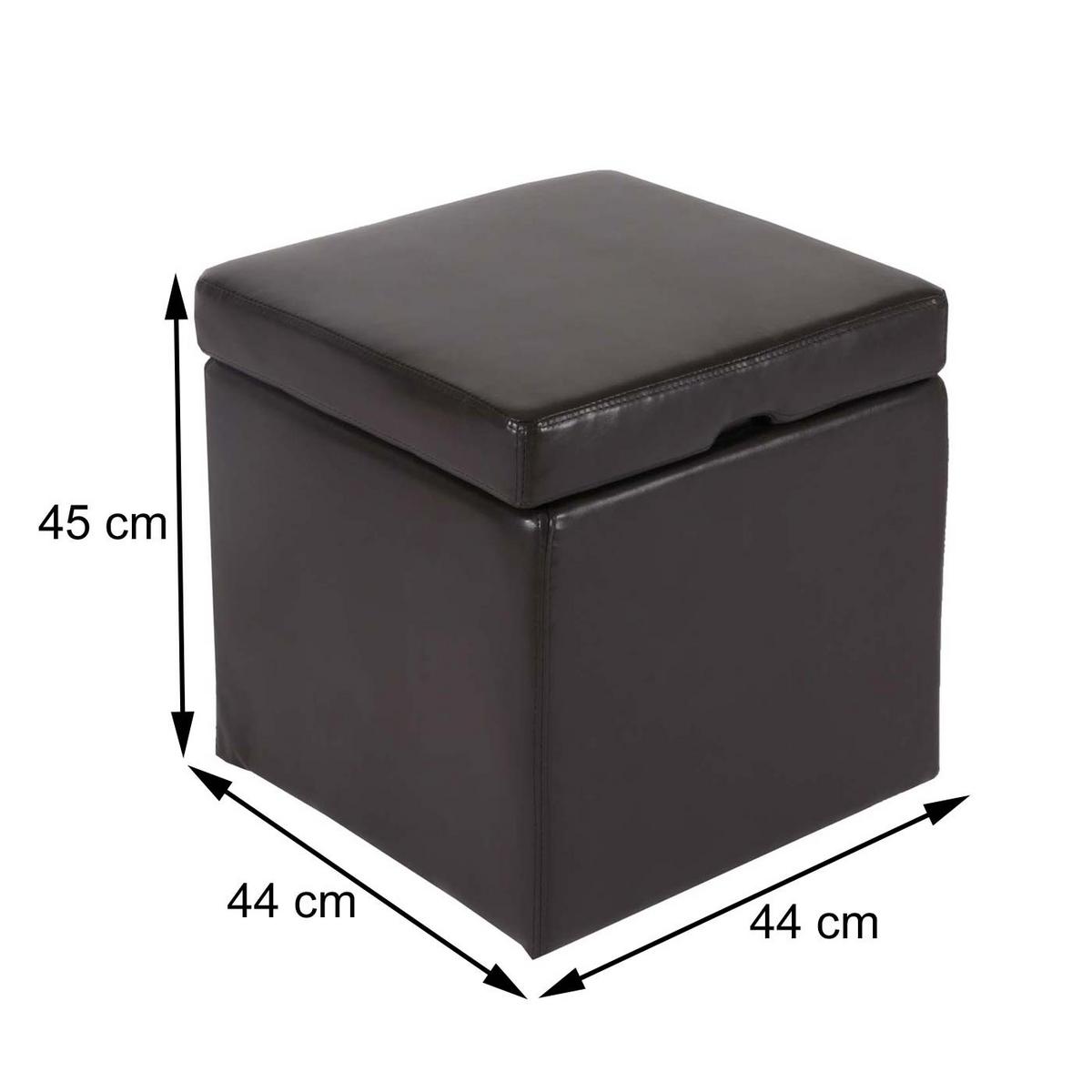 SITZHOCKER Schwarz - Schwarz, Leder (44/45/44cm) - MCW