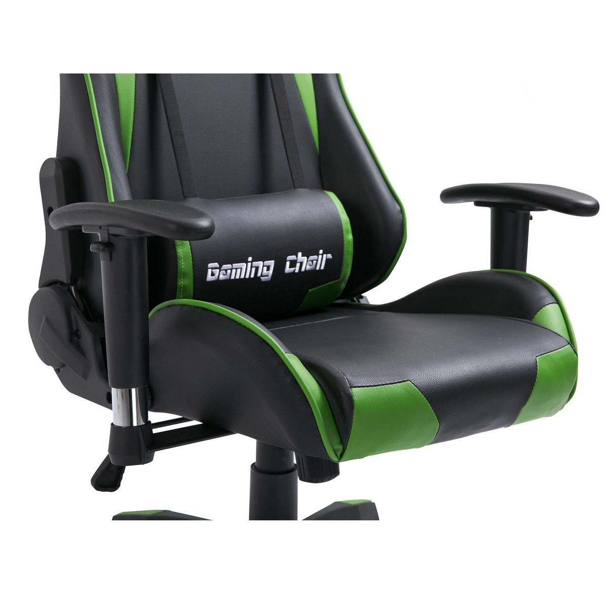 GAMINGSTUHL GAMING schwarz/grün - Schwarz/Grün, Textil (69/125/70cm) - CARO-Möbel