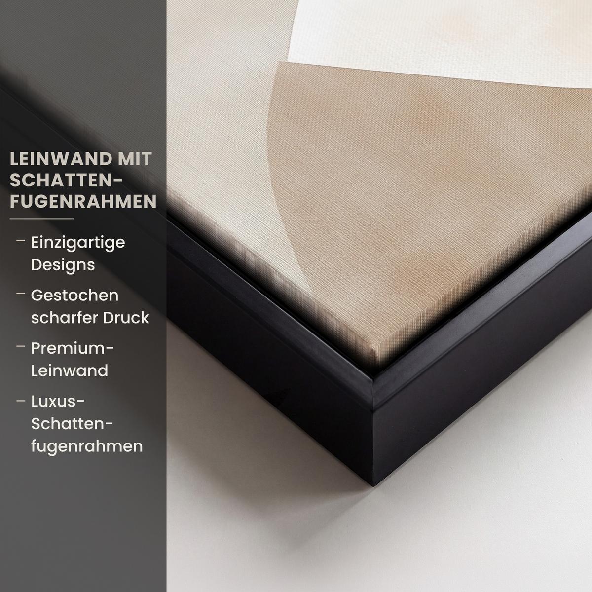 LEINWAND Bilder mit Rahmen - Braun - Japandi - Abstrakt - 20x30 - Sandfarben, Textil (20/30cm) - MuchoWow