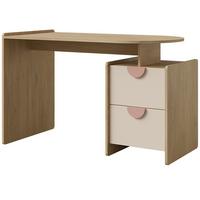 SCHREIBSTICH Lena für Kinder und Jugendliche mit 2 Schubladen, 120 cm, Eiche Cremona/Macadamia/Puderrosa - Eichefarben/Beige, Holzwerkstoff (60/120/78cm) - Beautysofa