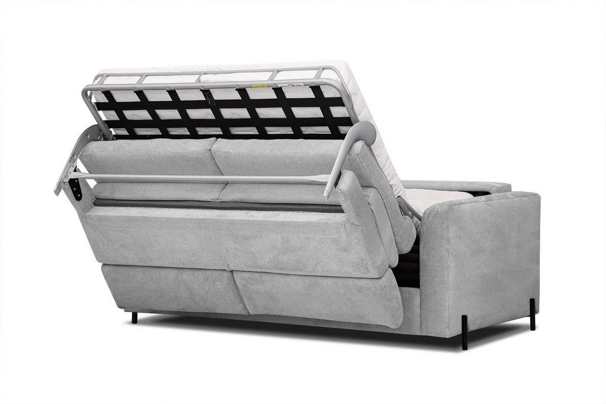 SOFA MEZO 3-Sitzer mit Schlaffunktion, hellgrau - Hellgrau/Schwarz, Holz/Textil (232/90/107cm) - Wozimo