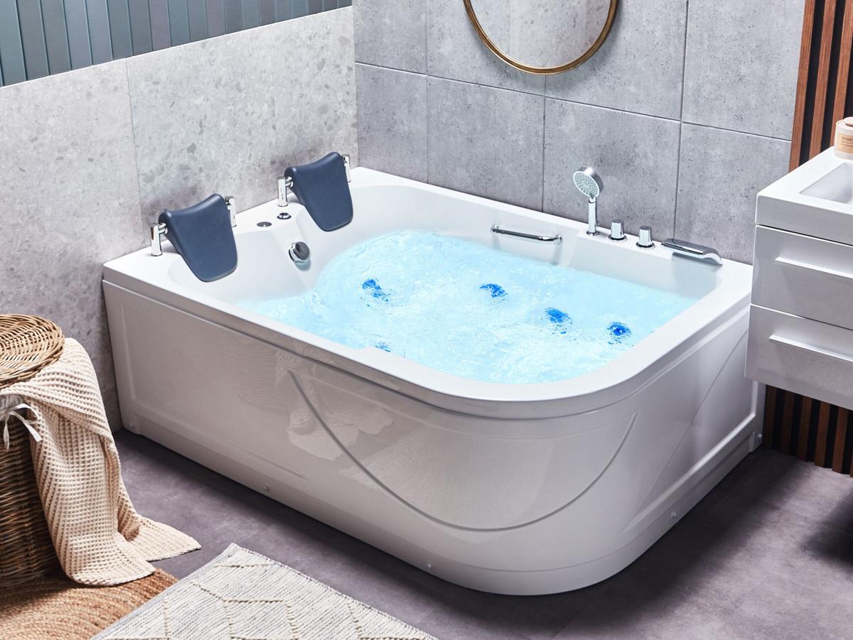 WHIRLPOOL-BADEWANNE mit LED 119x170x59 cm weiß Bayamo - Weiß, Kunststoff (119/59/170cm) - Beliani