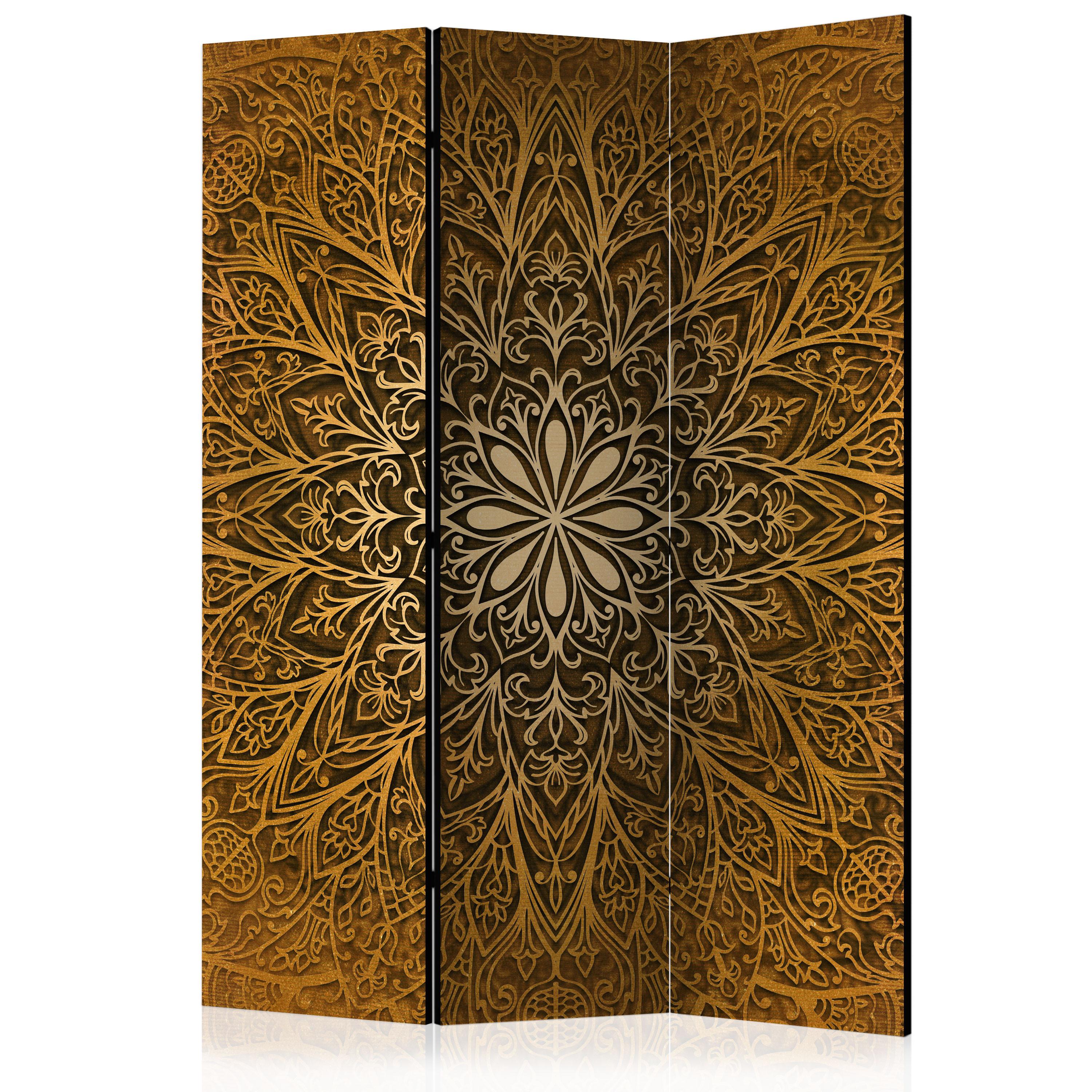 PARAVENT Beidseitig Bedruckter 3-tlg 135x172 cm Mandala im Boho - Braun, Holz/Textil (135/172/3cm) - Muralo