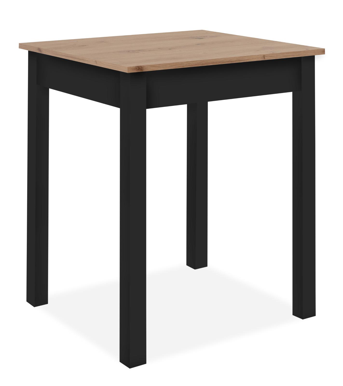 ESSTISCH Eiche Artisan, schwarz 60 x 67 cm, Küchentisch in modernem Design - Schwarz/Eiche Artisan, Holzwerkstoff/Kunststoff (67/60/76cm) - Furn.Design