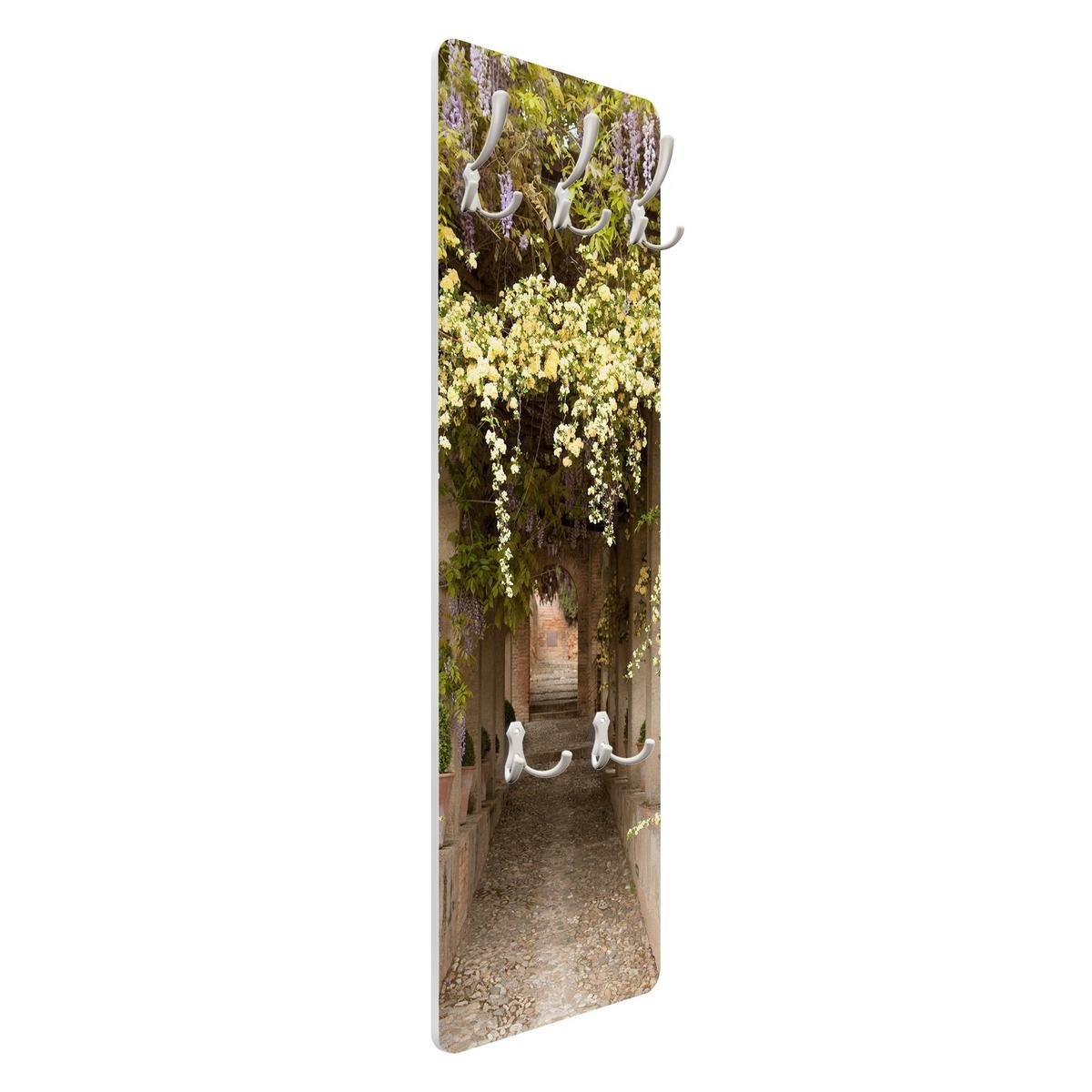 WANDGARDEROBE - Blumengesäumter Weg in Spanien 34/105 cm - Braun, Holzwerkstoff (34/105/1.6cm) - Bilderwelten