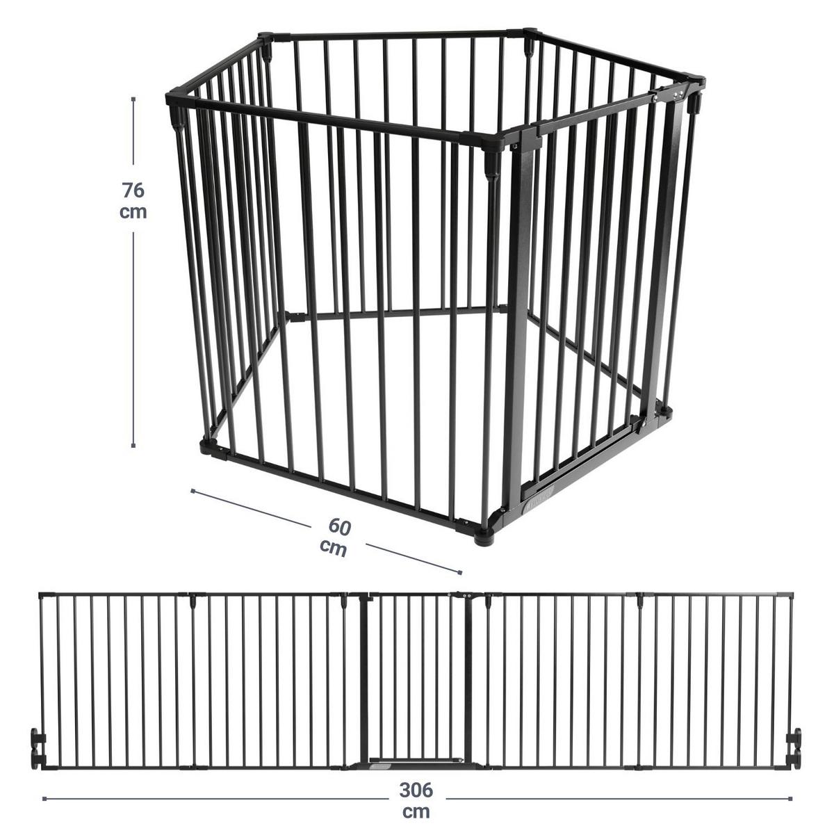 KAMINSCHUTZGITTER 300 cm - Schwarz, Metall (60/76/303cm) - Juskys