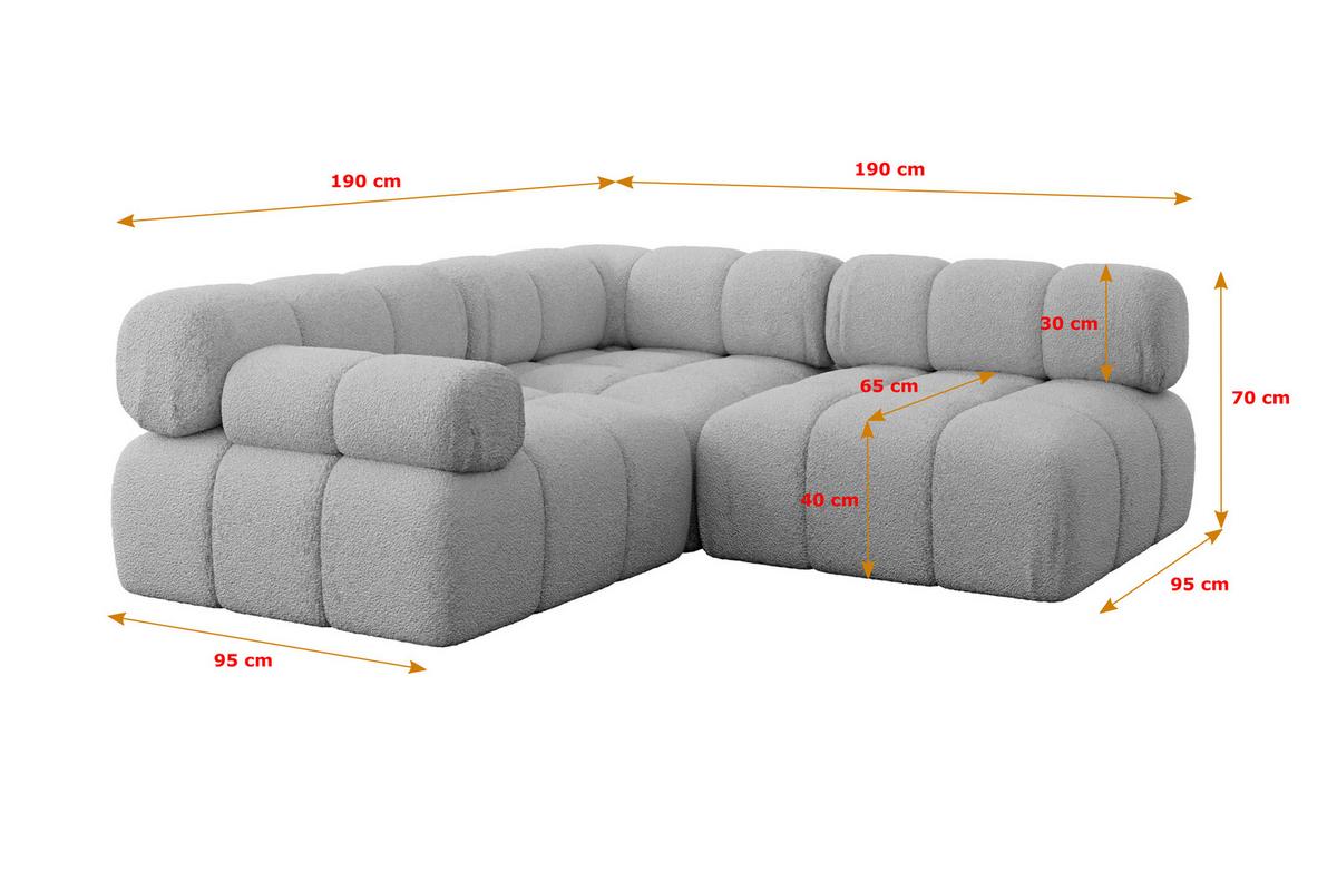 ECKSOFA modulares Sofa Mende-L1 - 190x190x70 cm Hellgrau Bouclé - Hellgrau, Holzwerkstoff/Textil (190/190cm) - ALTDECOR
