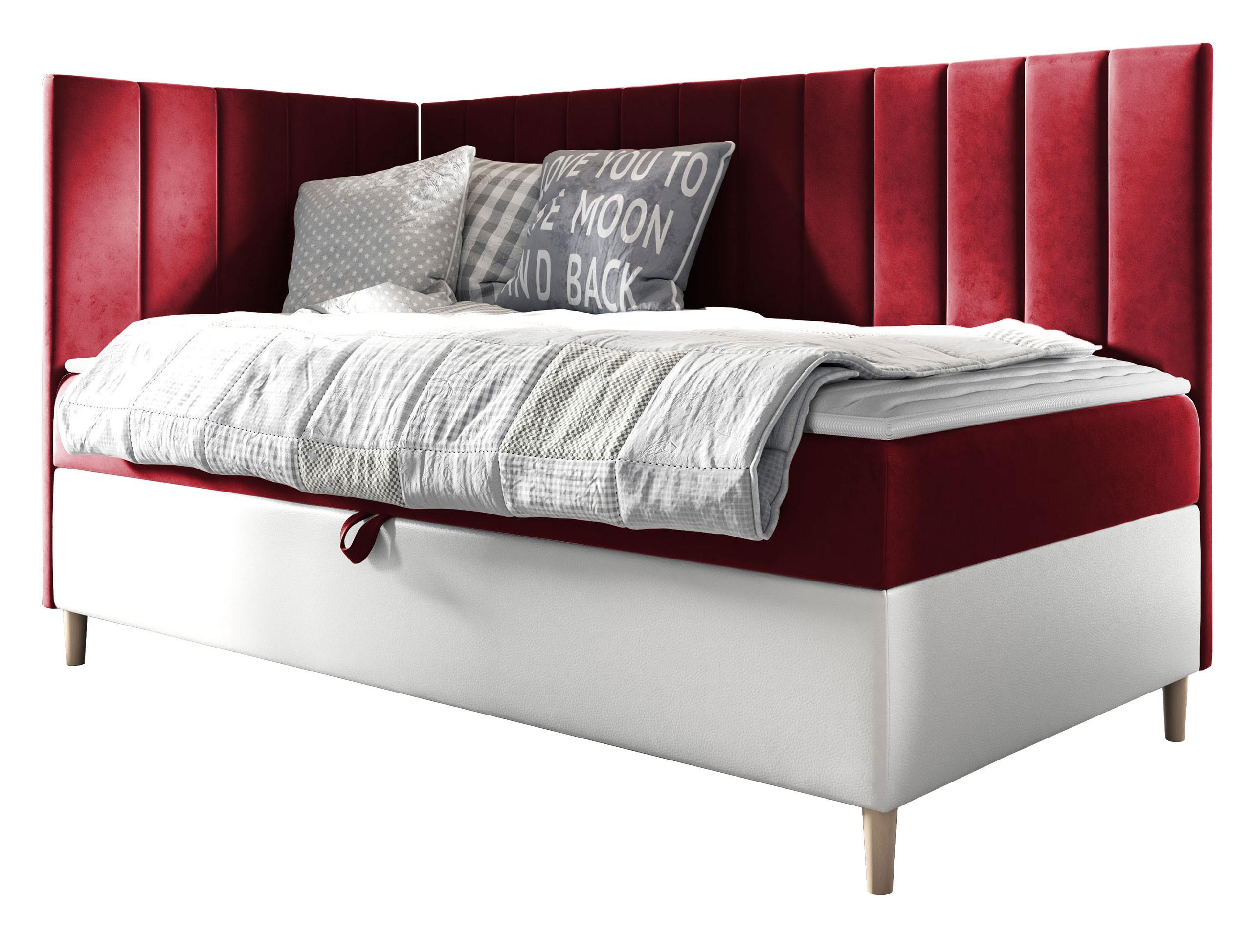 BOXBETT Maja Junior 3, Seite zum Öffnen des Bettkastens: Links - H3 - Rot/Weiß, Holz (90/200cm) - MIRJAN24