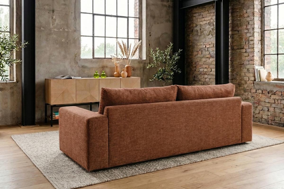 SOFA AMINA Braun Flachgewebe - Schwarz/Braun, Buchenholz/Textil (228/82/101cm) - KAWOLA