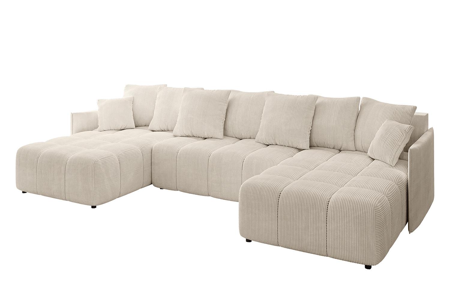 WOHNLANDSCHAFT LONLI-U 355x189x68 Beige Cord - Beige, Holzwerkstoff/Kunststoff (355/68/189cm) - ALTDECOR